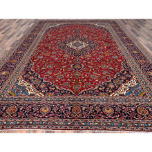 Load image into Gallery viewer, 9&#39;8&quot;x12&#39;10&quot; Pepper Red,Old Persian Kashan With Central Medallion, Hand Knotted Extra Soft Wool, Sides and Ends Professionally Cleaned, Mint Condition, Full Pile and Soft, Oriental Rug FWR518562