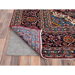 9'8"x12'10" Pepper Red,Old Persian Kashan With Central Medallion, Hand Knotted Extra Soft Wool, Sides and Ends Professionally Cleaned, Mint Condition, Full Pile and Soft, Oriental Rug FWR518562