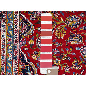 9'8"x12'10" Pepper Red,Old Persian Kashan With Central Medallion, Hand Knotted Extra Soft Wool, Sides and Ends Professionally Cleaned, Mint Condition, Full Pile and Soft, Oriental Rug FWR518562