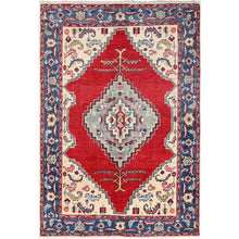 Load image into Gallery viewer, 3&#39;10&quot;x5&#39;8&quot; Snowbound White, Hand Knotted Afghan Kazak Densely Woven, Soft and Vibrant Wool Natural Dyes, Oriental Rug FWR518610