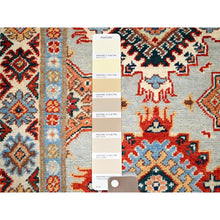 Load image into Gallery viewer, 2&#39;8&quot;x9&#39;5&quot; Screen Gray with Ivory Border, Afghan Special Kazak with Medallion Design, Hand Knotted Densely Woven Natural Dye Oriental Organic Wool Runner Rug FWR518724