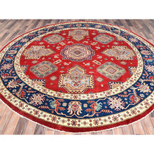 Load image into Gallery viewer, 9&#39;x9&#39; Rufous Red, Denser Weave Special Kazak Geometric Design, Vegetable Dyes and Natural Wool, Hand Knotted Round Oriental Rug FWR518856