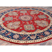 Load image into Gallery viewer, 9&#39;x9&#39; Rufous Red, Denser Weave Special Kazak Geometric Design, Vegetable Dyes and Natural Wool, Hand Knotted Round Oriental Rug FWR518856