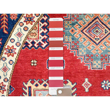 Load image into Gallery viewer, 9&#39;x9&#39; Rufous Red, Denser Weave Special Kazak Geometric Design, Vegetable Dyes and Natural Wool, Hand Knotted Round Oriental Rug FWR518856