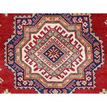 Load image into Gallery viewer, 9&#39;x9&#39; Rufous Red, Denser Weave Special Kazak Geometric Design, Vegetable Dyes and Natural Wool, Hand Knotted Round Oriental Rug FWR518856