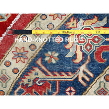 Load image into Gallery viewer, 9&#39;x9&#39; Rufous Red, Denser Weave Special Kazak Geometric Design, Vegetable Dyes and Natural Wool, Hand Knotted Round Oriental Rug FWR518856