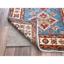 Load image into Gallery viewer, 3&#39;x19&#39;8&quot; King Triton Blue, Natural Wool Natural Dyes, Hand Knotted, Afghan Super Kazak with Large Medallions Design, Densely Woven, XL Runner Oriental Rug FWR518934