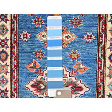 Load image into Gallery viewer, 3&#39;x19&#39;8&quot; King Triton Blue, Natural Wool Natural Dyes, Hand Knotted, Afghan Super Kazak with Large Medallions Design, Densely Woven, XL Runner Oriental Rug FWR518934