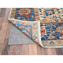 Load image into Gallery viewer, 8&#39;x10&#39; Smashed Pumpkin Orange, Vegetable Dyes With Goose Gray Corners, Hand Knotted Velvety Wool, Broad Borders, Aryana Collection With Centre Geometric Medallion, Oriental Rug FWR519054