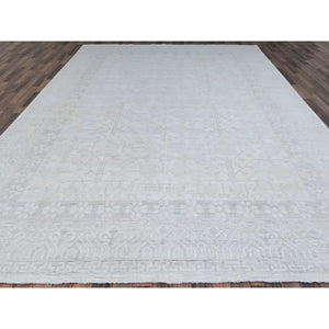 10'x13'10" Jazz White, Hand Knotted, Natural Dyes, Luxurious Wool, White Wash Peshawar, Khotan Inspired Pomegranate Design, Oriental Rug FWR519090