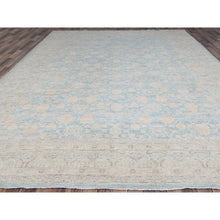 Load image into Gallery viewer, 10&#39;x13&#39;6&quot; Murmur Blue, White Wash Peshawar with All Over Khotan Repetitive Pomegranate Design, Pure Wool, Hand Knotted, Natural Dyes, Oriental Rug FWR519102