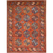 Load image into Gallery viewer, 8&#39;10&quot;x11&#39;10&quot; Sun Orange, Hand Knotted, Vegetable Dyes, Natural Wool, Denser Weave, Afghan Super Kazak with Geometric Elements, Oriental Rug FWR519234