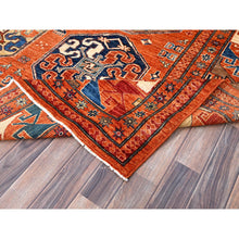 Load image into Gallery viewer, 8&#39;10&quot;x11&#39;10&quot; Sun Orange, Hand Knotted, Vegetable Dyes, Natural Wool, Denser Weave, Afghan Super Kazak with Geometric Elements, Oriental Rug FWR519234