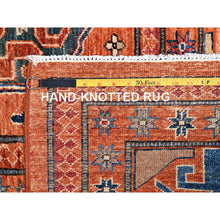 Load image into Gallery viewer, 8&#39;10&quot;x11&#39;10&quot; Sun Orange, Hand Knotted, Vegetable Dyes, Natural Wool, Denser Weave, Afghan Super Kazak with Geometric Elements, Oriental Rug FWR519234