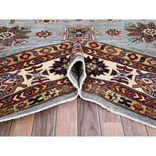 Load image into Gallery viewer, 12&#39;x12&#39; Nimbus Cloud Gray, Afghan Super Kazak with All Over Geometric Motifs, Natural Dyes, Hand Knotted, Organic Wool, Oriental Square Rug FWR519324