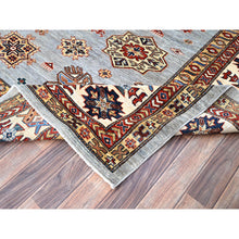 Load image into Gallery viewer, 12&#39;x12&#39; Nimbus Cloud Gray, Afghan Super Kazak with All Over Geometric Motifs, Natural Dyes, Hand Knotted, Organic Wool, Oriental Square Rug FWR519324