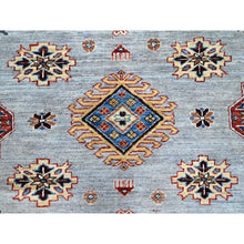 Load image into Gallery viewer, 12&#39;x12&#39; Nimbus Cloud Gray, Afghan Super Kazak with All Over Geometric Motifs, Natural Dyes, Hand Knotted, Organic Wool, Oriental Square Rug FWR519324