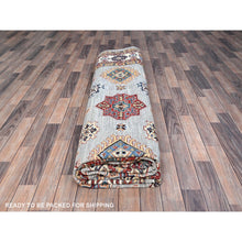 Load image into Gallery viewer, 12&#39;x12&#39; Nimbus Cloud Gray, Afghan Super Kazak with All Over Geometric Motifs, Natural Dyes, Hand Knotted, Organic Wool, Oriental Square Rug FWR519324