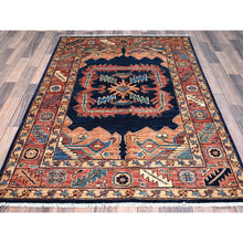 Load image into Gallery viewer, 4&#39;1&quot;x6&#39;2&quot; Broncos Blue, Denser Weave, Heriz Vegetable Dyes Design, Hand Knotted, Extra Soft Wool, Oriental Rug FWR519534