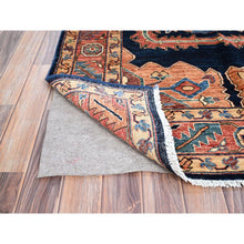 Load image into Gallery viewer, 4&#39;1&quot;x6&#39;2&quot; Broncos Blue, Denser Weave, Heriz Vegetable Dyes Design, Hand Knotted, Extra Soft Wool, Oriental Rug FWR519534