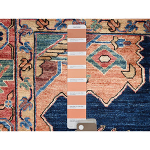 4'1"x6'2" Broncos Blue, Denser Weave, Heriz Vegetable Dyes Design, Hand Knotted, Extra Soft Wool, Oriental Rug FWR519534