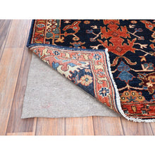 Load image into Gallery viewer, 2&#39;9&quot;x10&#39;2&quot; College Navy Blue, All Over Antiqued Bijar Design, All Natural Wool, Denser Weave, Natural Dyes Hand Knotted Oriental Runner Rug FWR519540