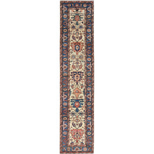 Load image into Gallery viewer, 2&#39;7&quot;x12&#39;3&quot; Lily Green, Ghazni Wool, Densely Woven, Vegetable Dyes, Hand Knotted, Heriz Design Aryana Oriental Runner Rug FWR519546