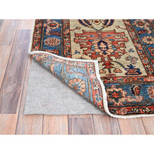 Load image into Gallery viewer, 2&#39;7&quot;x12&#39;3&quot; Lily Green, Ghazni Wool, Densely Woven, Vegetable Dyes, Hand Knotted, Heriz Design Aryana Oriental Runner Rug FWR519546