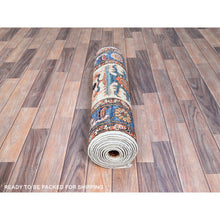 Load image into Gallery viewer, 2&#39;7&quot;x12&#39;3&quot; Lily Green, Ghazni Wool, Densely Woven, Vegetable Dyes, Hand Knotted, Heriz Design Aryana Oriental Runner Rug FWR519546