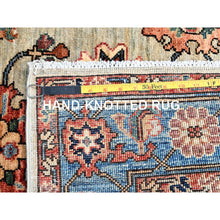 Load image into Gallery viewer, 2&#39;10&quot;x13&#39;9&quot; Spray Green, Aryana Collection With Floral Border, Heriz All Over Design, Hand Knotted, Pure Wool, Densely Woven, Runner Oriental Rug FWR519564