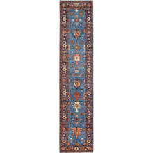 Load image into Gallery viewer, 2&#39;8&quot;x12&#39;10&quot; Azure Blue, Luxurious Wool, Denser Weave, Hand Knotted, All Over Heriz Design, Oriental Aryana Collection, Runner Rug FWR519570