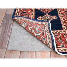 Load image into Gallery viewer, 2&#39;x6&#39;1&quot; Yankees Blue With Broad Border, All Over Heriz Design, Densely Woven, 100% Wool, Hand Knotted Aryana, Oriental Runner Rug FWR519576