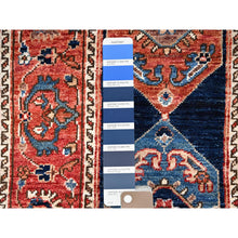 Load image into Gallery viewer, 2&#39;x6&#39;1&quot; Yankees Blue With Broad Border, All Over Heriz Design, Densely Woven, 100% Wool, Hand Knotted Aryana, Oriental Runner Rug FWR519576