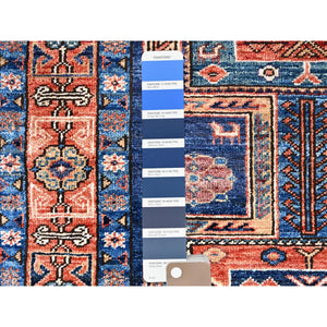 2'9"X9'1" Tangerine Orange, Ghazni Wool With Antique All Over Caucasian Design, Afghan, Hand Knotted, Vegetable Dyes, Hand Spun, Oriental Runner Rug FWR519624