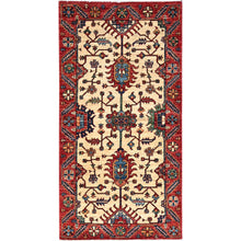 Load image into Gallery viewer, 3&#39;2&quot;X6&#39;1&quot; Tuscan Beige With Carmine Red Border, Luxurious Wool, Hand Knotted, Natural Dyes, Aryana Collection, Oriental Rug FWR519642