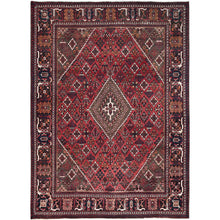 Load image into Gallery viewer, 8&#39;1&quot;x11&#39;3&quot; Merlot Red, 100% Wool, Sides and Ends Professionally Secured and Cleaned, Even Wear, Vintage Persian Joshagan With Diamond Shaped Central Medallion Hand Knotted Oriental Rug FWR519684