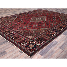 Load image into Gallery viewer, 8&#39;1&quot;x11&#39;3&quot; Merlot Red, 100% Wool, Sides and Ends Professionally Secured and Cleaned, Even Wear, Vintage Persian Joshagan With Diamond Shaped Central Medallion Hand Knotted Oriental Rug FWR519684