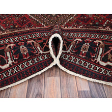 Load image into Gallery viewer, 8&#39;1&quot;x11&#39;3&quot; Merlot Red, 100% Wool, Sides and Ends Professionally Secured and Cleaned, Even Wear, Vintage Persian Joshagan With Diamond Shaped Central Medallion Hand Knotted Oriental Rug FWR519684