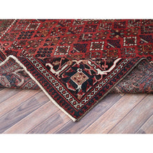 Load image into Gallery viewer, 8&#39;1&quot;x11&#39;3&quot; Merlot Red, 100% Wool, Sides and Ends Professionally Secured and Cleaned, Even Wear, Vintage Persian Joshagan With Diamond Shaped Central Medallion Hand Knotted Oriental Rug FWR519684