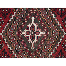 Load image into Gallery viewer, 8&#39;1&quot;x11&#39;3&quot; Merlot Red, 100% Wool, Sides and Ends Professionally Secured and Cleaned, Even Wear, Vintage Persian Joshagan With Diamond Shaped Central Medallion Hand Knotted Oriental Rug FWR519684