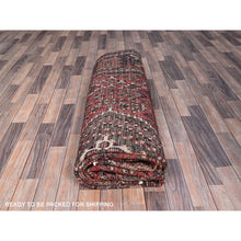 Load image into Gallery viewer, 8&#39;1&quot;x11&#39;3&quot; Merlot Red, 100% Wool, Sides and Ends Professionally Secured and Cleaned, Even Wear, Vintage Persian Joshagan With Diamond Shaped Central Medallion Hand Knotted Oriental Rug FWR519684