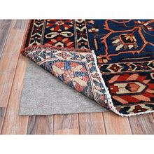 Load image into Gallery viewer, 8&#39;7&quot;x11&#39;7&quot; Tangarine Tango Red With College Navy Blue Border, All Natural Wool, Hand Knotted, Vintage Persian Bakhtiar With Large Flower Center Medallion, Densely Woven, Oriental Rug FWR519696