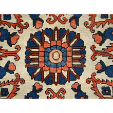 Load image into Gallery viewer, 8&#39;7&quot;x11&#39;7&quot; Tangarine Tango Red With College Navy Blue Border, All Natural Wool, Hand Knotted, Vintage Persian Bakhtiar With Large Flower Center Medallion, Densely Woven, Oriental Rug FWR519696