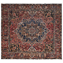 Load image into Gallery viewer, 10&#39;6&quot;x9&#39;5&quot; Prismatic Red, Vintage Persian Bakhtiar With Centre Flower Medallion, Hand Knotted, Natural Wool, Square Oriental Rug FWR519726