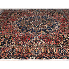 Load image into Gallery viewer, 10&#39;6&quot;x9&#39;5&quot; Prismatic Red, Vintage Persian Bakhtiar With Centre Flower Medallion, Hand Knotted, Natural Wool, Square Oriental Rug FWR519726