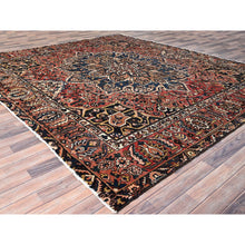 Load image into Gallery viewer, 10&#39;6&quot;x9&#39;5&quot; Prismatic Red, Vintage Persian Bakhtiar With Centre Flower Medallion, Hand Knotted, Natural Wool, Square Oriental Rug FWR519726