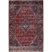 Load image into Gallery viewer, 6&#39;9&quot;x10&#39;0&quot; Bossa Nova Red, Hand Knotted, Vintage Soft Wool, Vegetable Dyes, Persian Joshagan Oriental Rug FWR519732