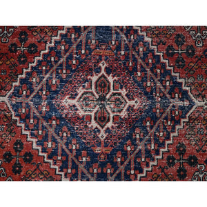 6'9"x10'0" Bossa Nova Red, Hand Knotted, Vintage Soft Wool, Vegetable Dyes, Persian Joshagan Oriental Rug FWR519732