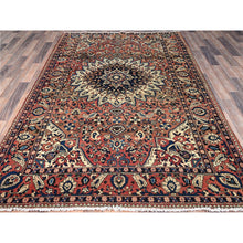 Load image into Gallery viewer, 5&#39;3&quot;x8&#39;6&quot; Dusted Clay Red With Large Medallion Design, All Natural Wool, Densely Woven, Vegetable Dyes, Hand Knotted, Vintage Persian Bakhtiar Oriental Rug FWR519744