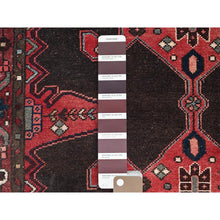 Load image into Gallery viewer, 3&#39;5&quot;x15&#39;1&quot; Upsdell Red, Geometric Medallions, Vintage Persian Hamadan, Mint Condition, Areas Of Even Wear, Hand Knotted, Soft And Pure Wool, Sides And Secured Professionally, Clean, Runner Oriental Rug FWR519870